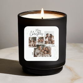 Pegatina Cuadrada "Cuatro Collages de fotos de Feliz Navidad Persona