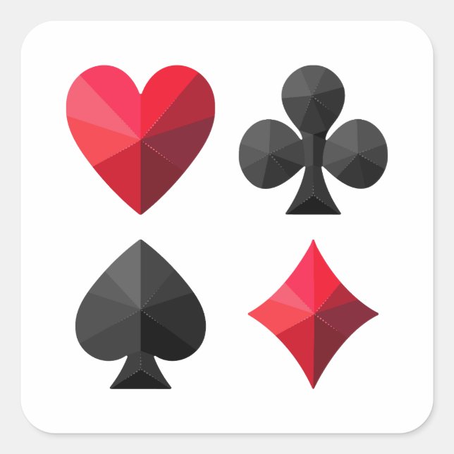 Pegatina Cuadrada Cuatro conjuntos de cartas de juego: corazones, pa (Anverso)