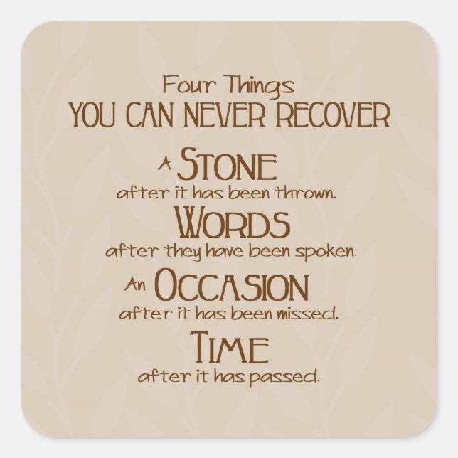 Pegatina Cuadrada Cuatro cosas (Anverso)