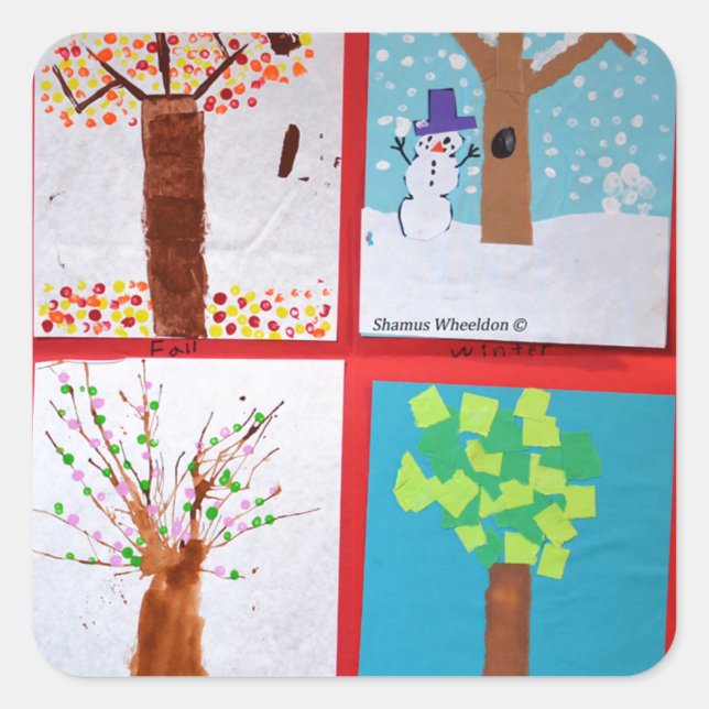 Pegatina Cuadrada Cuatro estaciones (Anverso)