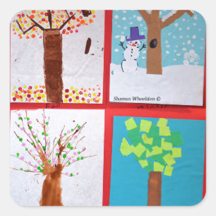 Pegatina Cuadrada Cuatro estaciones