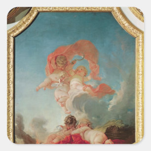 Pegatina Cuadrada Cuatro estaciones en el Salle du Conseil - verano