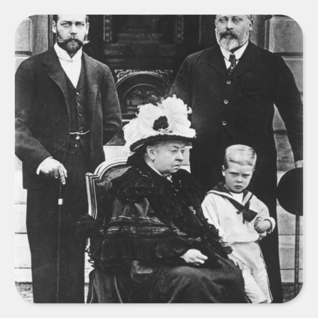 Pegatina Cuadrada Cuatro generaciones de realeza victoriana (Anverso)