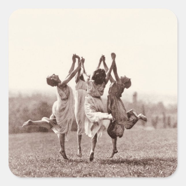 Pegatina Cuadrada Cuatro Testigos Bailando Por Monte Verita (Anverso)