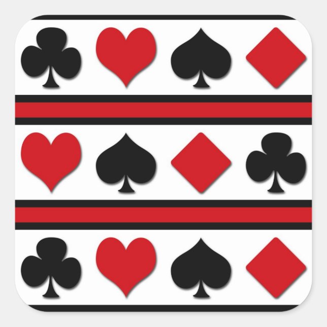 Pegatina Cuadrada Cuatro trajes de cartas (Anverso)