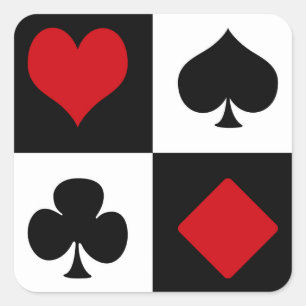 Pegatina Cuadrada Cuatro trajes de cartas