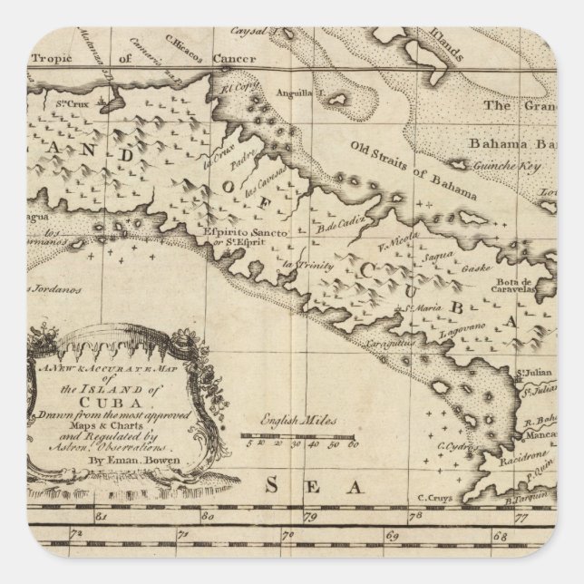 Pegatina Cuadrada Cuba 3 (Anverso)