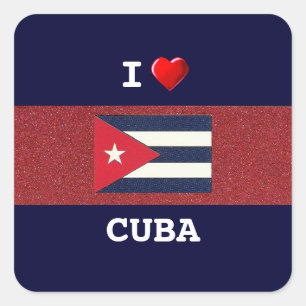 Pegatina Cuadrada CUBA: Amo a Cuba