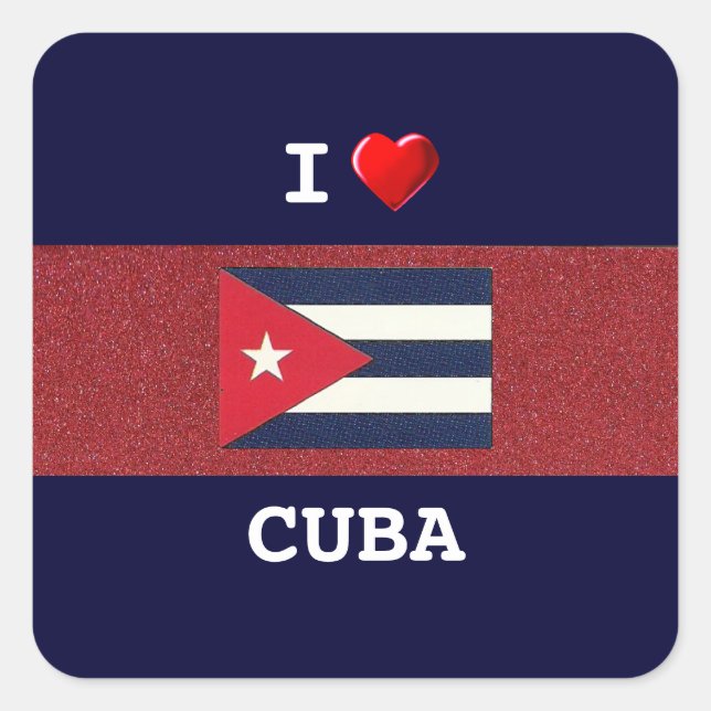 Pegatina Cuadrada CUBA: Amo a Cuba (Anverso)