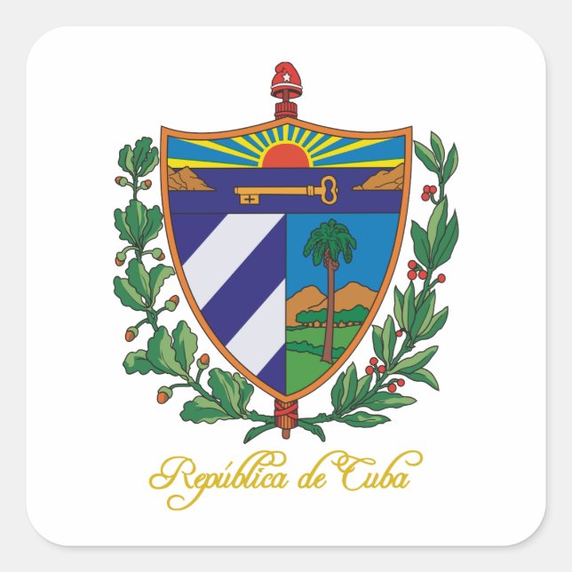 Pegatina Cuadrada "Cuba COA" (Anverso)