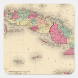 Pegatina Cuadrada Cuba, Jamaica, y Oporto Rico