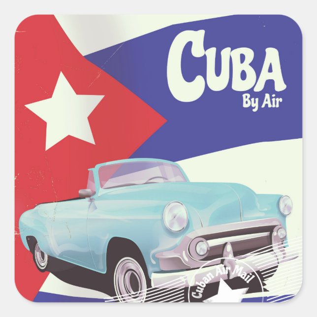 Pegatina Cuadrada Cuba por aire (Anverso)