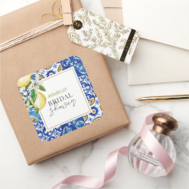 Pegatina Cuadrada Cubierta azul mediterránea Citrus Lemon Bridal Duc