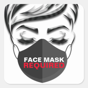 Pegatina Cuadrada Cubierta de máscara facial Hairstyle requeridoStud