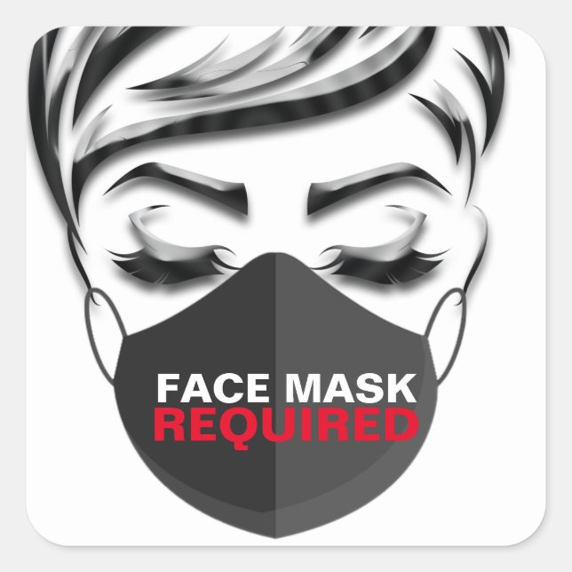 Pegatina Cuadrada Cubierta de máscara facial Hairstyle requeridoStud (Anverso)