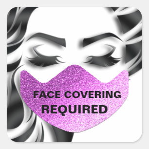 Pegatina Cuadrada Cubierta de máscara facial para el voluntario del