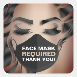 Pegatina Cuadrada Cubierta de máscara facial Rosa de maquillaje requ