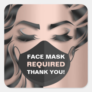 Pegatina Cuadrada Cubierta de máscara facial Rosa de pestañas necesa