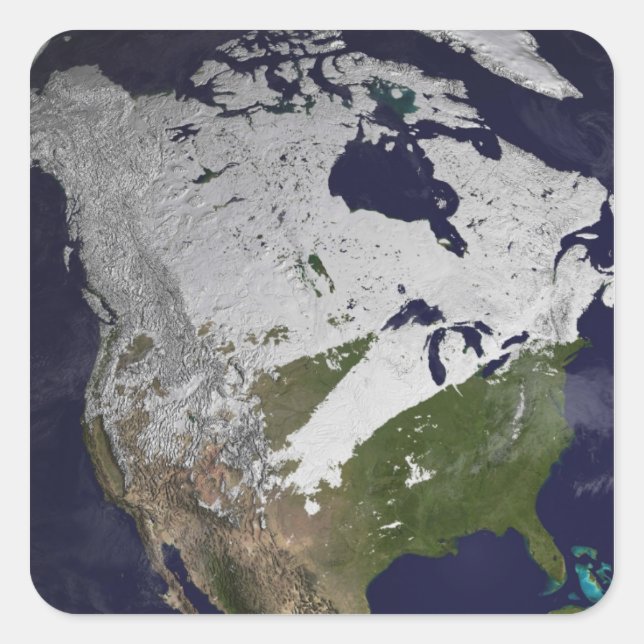 Pegatina Cuadrada Cubierta de nieve en el hemisferio norte (Anverso)