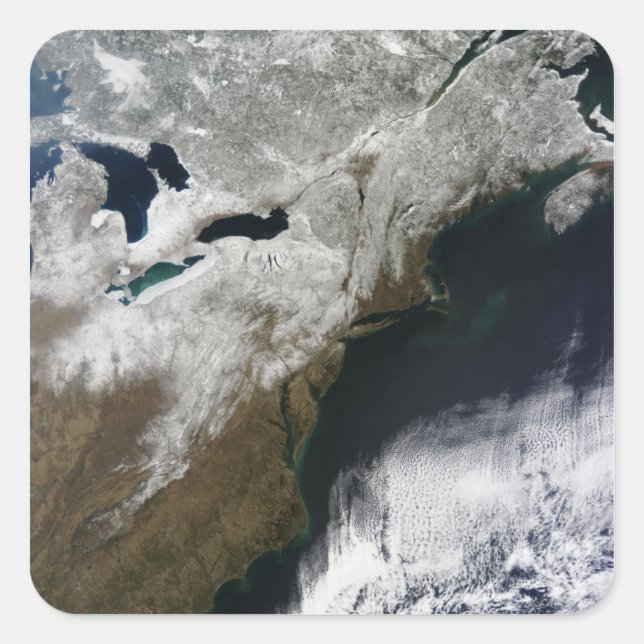 Pegatina Cuadrada Cubierta de nieve que se extiende desde Canadá (Anverso)