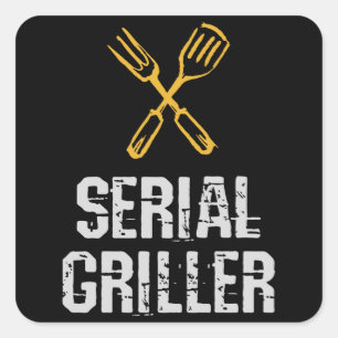 Pegatina Cuadrada Cubierta de parrilladas serie Grill BBQ master Gri