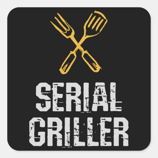 Pegatina Cuadrada Cubierta de parrilladas serie Grill BBQ master Gri (Anverso)