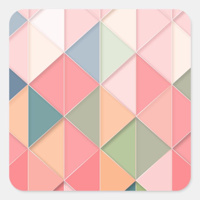 Pegatina Cuadrada CUBISMO EN tonos pastel GEOMÉTRICO - AGREGAR MONOG (Anverso)