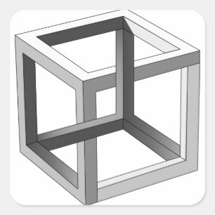 Pegatina Cuadrada cubo 3D negro y blanco abstracto geométrico