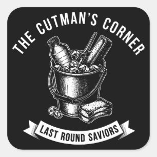 Pegatina Cuadrada Cubo de cutman de boxeo con diseño vintage