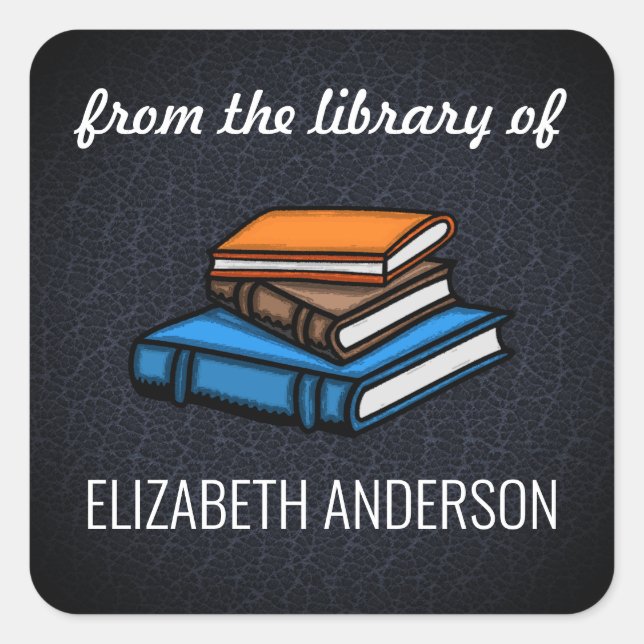 Pegatina Cuadrada Cubo de libros (Anverso)