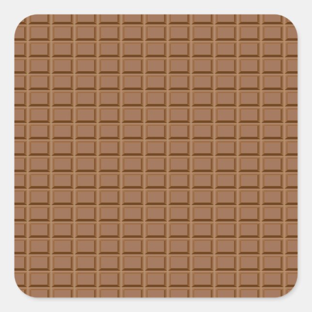 Pegatina Cuadrada Cuchara de chocolate marrón con estampado (Anverso)