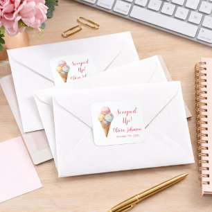 Pegatina Cuadrada Cucharadas de helado pastel para despedida de solt