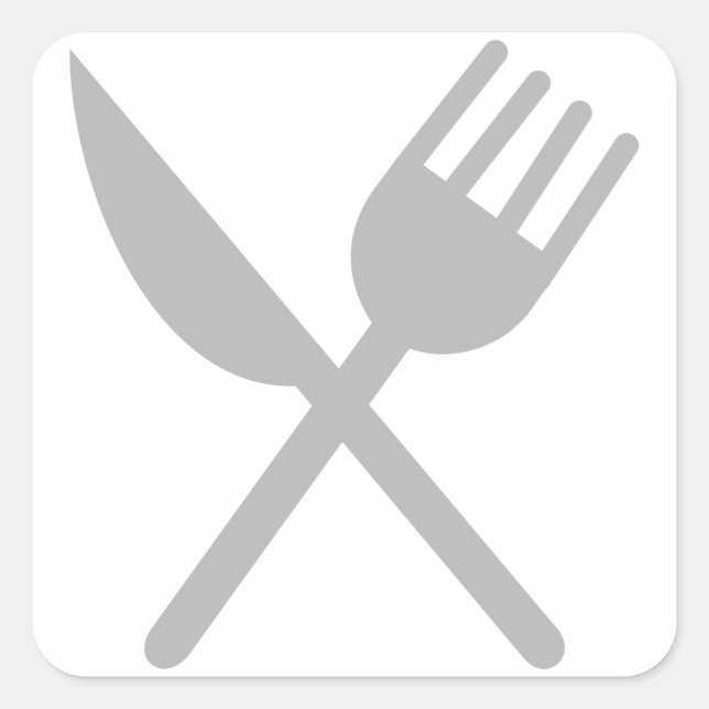 Pegatina Cuadrada Cuchillo cruzado y tenedor (Anverso)