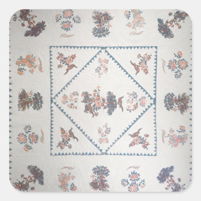 Pegatina Cuadrada Cuchillo en "Broderie Perse", c.1800 (aplicado, pr (Anverso)