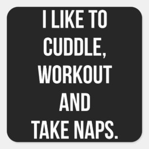 Pegatina Cuadrada Cuddle, Workout, Tome Napas, Divertido Gimnasio De