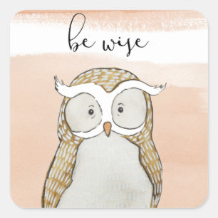 Pegatina Cuadrada Cuddlies Owl   Ser sabio