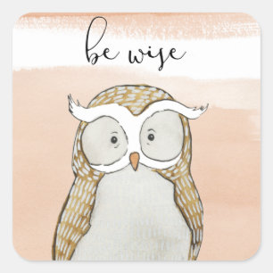 Pegatina Cuadrada Cuddlies Owl Ser sabio