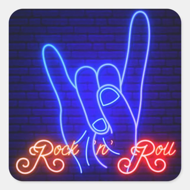 Pegatina Cuadrada Cuelga hacia arriba Rock 'n Roll Square (Anverso)