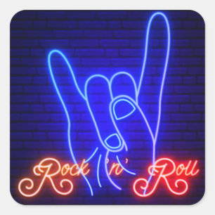 Pegatina Cuadrada Cuelga hacia arriba Rock 'n Roll Square