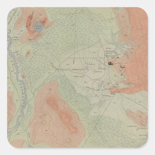 Pegatina Cuadrada Cuenca de Firehole Geyser (Anverso)