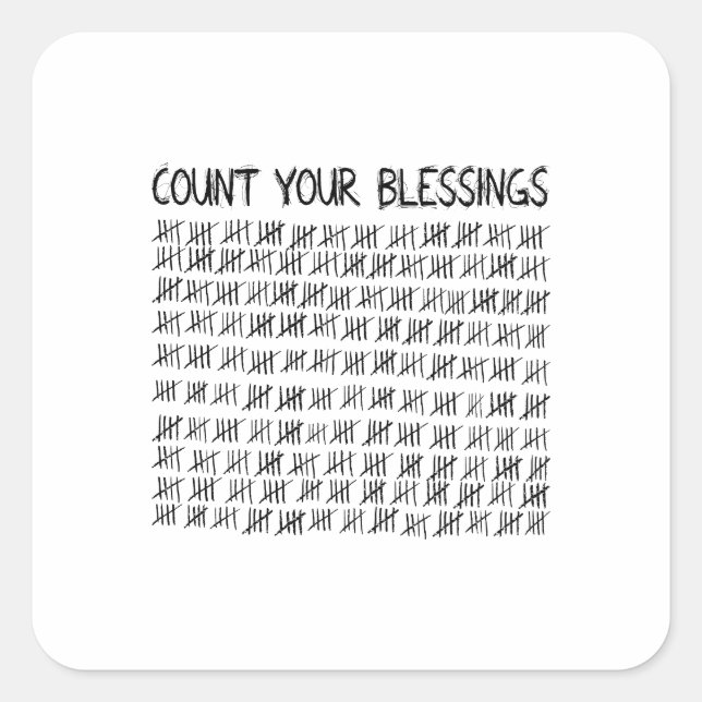 Pegatina Cuadrada Cuenta tus bendiciones (Anverso)