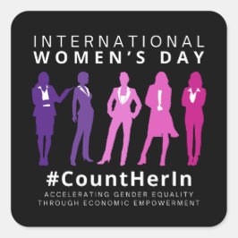 Pegatina Cuadrada Cuéntenla en el Día Internacional de la Mujer