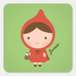 Pegatina Cuadrada Cuento de Caperucita Roja para Niñas
