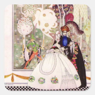 Pegatina Cuadrada Cuento de hadas de Kay Nielsen, Bluebeard y su