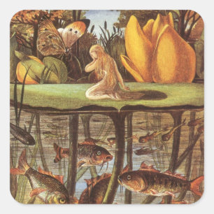 Pegatina Cuadrada Cuento de hadas vintage Thumbelina, Eleanor Vere B