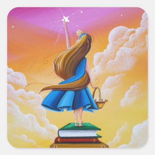 Pegatina Cuadrada Cuentos - alcance para las estrellas