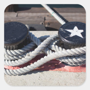 Pegatina Cuadrada Cuerda atada a dos bolardos