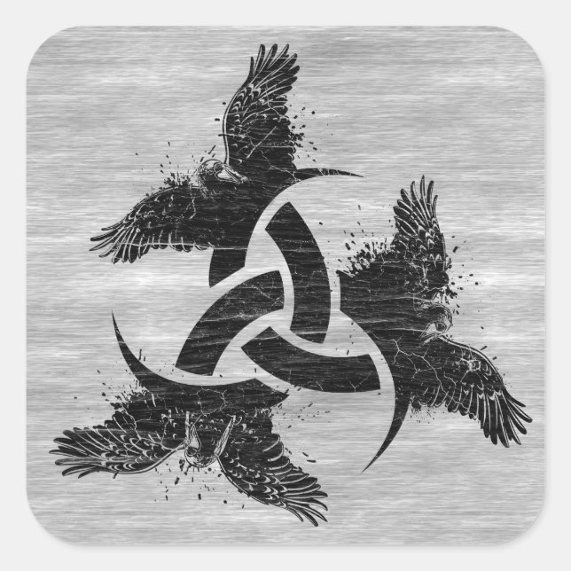 Pegatina Cuadrada Cuerno de Odin (Anverso)