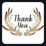 Pegatina Cuadrada Cuerno y vid acuarela Gracias<br><div class="desc">Por Honey & Birch Studios</div>