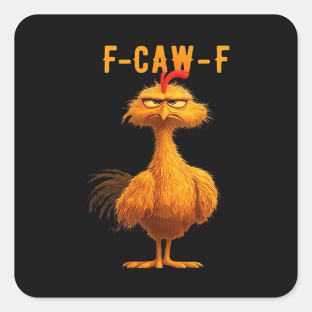 Pegatina Cuadrada Cuervo gótico humor divertido F-Caw-F (Anverso)